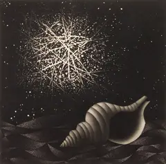 Mario Avati, Le Bombe et Coquillage mezzotint, 1961, mezzotint