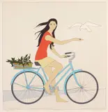Will Barnet, The Blue Bicycle, silkscreen in color, 1979