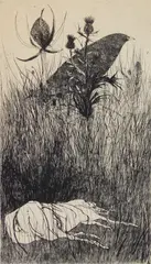 Leonard Baskin, Dog in the Meadow, etching, 1964