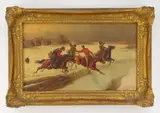 Pjotr C. Stojanow, British Soldier Escaping Russian Patrol, oil on canvas