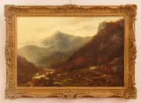 Alfred de Breanski, Highland Landscape with Shepherd