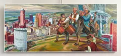 The Spirit of Cleveland- Past and Present by Phyllis Seltzer, oil on canvas board, 2005, offered Dec 2024