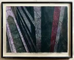 Architectural Elements by George Kozmon, acrylic on paper, 1985, offered Dec 2024
