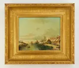 Village Winter Scene by Johannes Josephus Hovener, oil on panel, offered Sep 2024