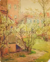 Kate A. Williams, Our Backyard, watercolor on board