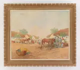 Market Scene by Gyula Nemeth Gutahazy, oil on canvas, offered Sep 2024