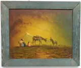 Hector Moncayo, Family in Landscape, oil on panel
