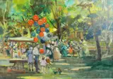 Giordano Giovanetti, Balloon Scene, oil on canvas