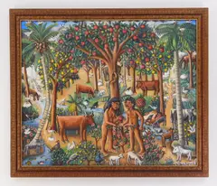 Wilson Bigaud, Adam and Eve in the Garden of Eden, oil on canvas
