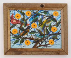 Gesner Abelard, Birds in Tree, oil on board