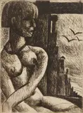 Marcel Gromaire, Seated Nude, etching