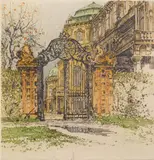 Robert Kasimir, Karlskirch, etching in colors