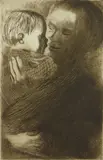 Käthe Kollwitz, Mutter Mit Kind auf Dem Arm, etching, 1910, posthumous printing, published by van der Becke, blindstamp lower right