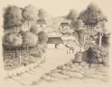 Francisco Dosamantes, Maya Landscape, lithograph