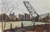 William Gould, Cuyahoga River, watercolor on paper