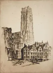 Otto Kuhler, St. Rombault, Mighty Marvel of Malines, etching, 1928