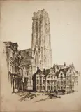 Otto Kuhler, St. Rombault, Mighty Marvel of Malines, etching, 1928