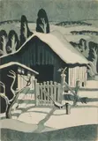 George Jo Mess, Wishing Gate in Winter, aquatint