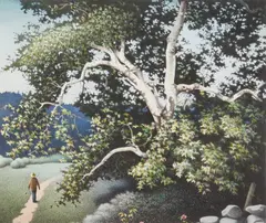 Roger Medearis, The Sycamore, lithograph with hand-coloring, 1993