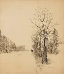 Joseph Pennell, Massachusetts Ave, pen and ink on cardboard, 1883
