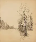 Joseph Pennell, Massachusetts Ave, pen and ink on cardboard, 1883