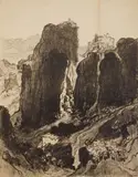 Joseph Pennell, The Land of the Meteor, lithograph, 1913, from the series The Land of Meteora