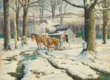 Kinley Shogren, Maple Sugar Farm, watercolor on illustration board