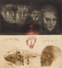 Pour Feliciter by Jiří Anderle, drypoint and mezzotint, offered Aug 2024