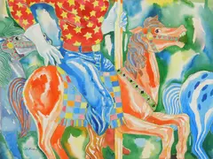 George Kocar, Merry-Go-Round, watercolor on paper