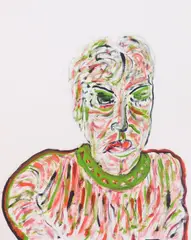 Sid Rheuban, Green Eyes, oil on paper