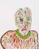 Sid Rheuban, Green Eyes, oil on paper