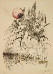 Ronald Searle, Untitled, lithograph in colors, 1970