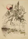 Ronald Searle, Untitled, lithograph in colors, 1970