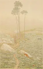 Henri Rivière, Brume Matinale, lithograph in colors