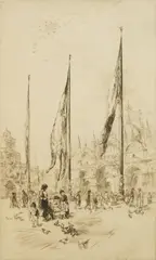 Sidney Tushingham, Piazza San Marco, etching and drypoint on chine colle