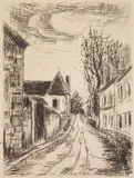 Maurice de Vlaminck, Duhamel, Les Hommes Abandonnes, etching, 1927, frontispiece from book. 5-1/8 x 3-7/8''