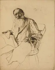 William Auerbach-Levy, Old Man Seated, etching
