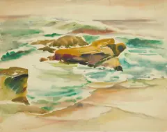 Kae Dorn Cass, Rocky Shoreline, watercolor on paper