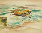 Kae Dorn Cass, Rocky Shoreline, watercolor on paper