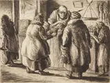 Isaac Friedlander, Chicken Market, etching, 1939