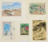 William C. Grauer, Mexican Scenes 5 watercolors on paper, 4 signed Wm. C. Grauer in, ink