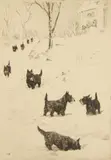Marguerite Kirmse, My Scotties, etching