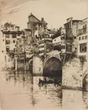 Joseph Pennell, The Ponte Vecchio, etching