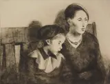 Raphael Soyer, Waiting, drypoint etching, 1942