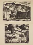 Alfred James Wands, Foothills & Village of Taos 2, lithograph, both singed