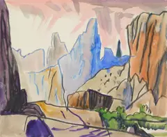 Frank N. Wilcox, Rainbow Canyon, watercolor and graphite on paper