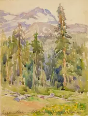 Kate A. Williams, Trapper's Peak Flat-Top Camp, watercolor
