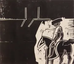 Rider by Herbert C. Cassill, linocut, 1967, offered Jun 2024