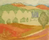 Ruth Kerkovius, Young Leaves of May, etching in colors, 1974