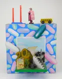 Paul Spina, Get the Movies, acrylic on canvas with found objects, 1980